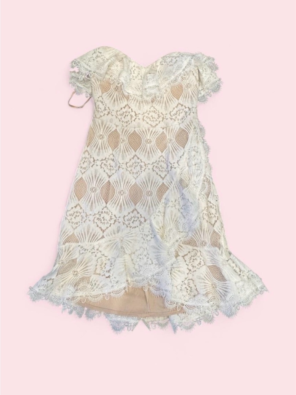 Selfie Leslie Ivory Lace Overlay Formal Dress
